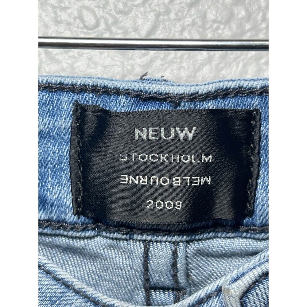 Neuw Mens 38x32 Ash Blue Skinny Tapered Jeans Stretch Denim 5-Pocket Button Logo